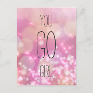 Du schaffst es - Pink Sparkles Inspirierender Spru Postkarte
