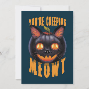 Du schleichst Meowt   Halloween Black Cat Einladung