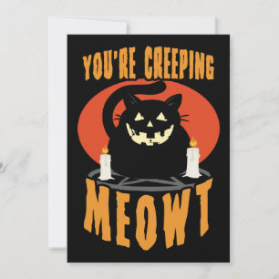 Du schleichst Meowt Halloween Black Cat Puff Einladung