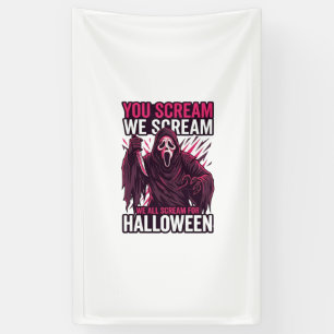 Du schreist wir Halloween Ghostface blutiges Messe Banner