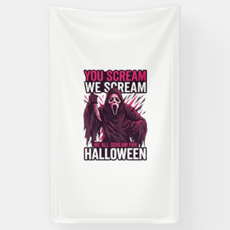 Du schreist wir Halloween Ghostface blutiges Messe Banner