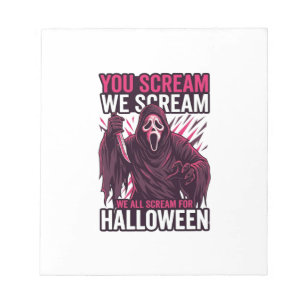 Du schreist wir Halloween Ghostface blutiges Messe Notizblock