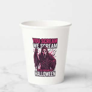 Du schreist wir Halloween Ghostface blutiges Messe Pappbecher