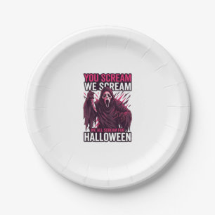Du schreist wir Halloween Ghostface blutiges Messe Pappteller