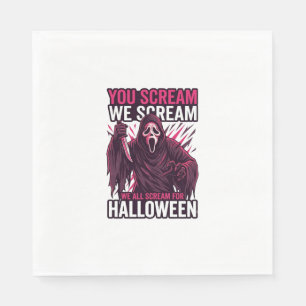 Du schreist wir Halloween Ghostface blutiges Messe Serviette