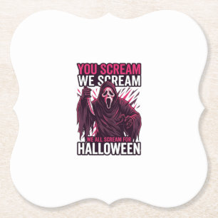 Du schreist wir Halloween Ghostface blutiges Messe Untersetzer