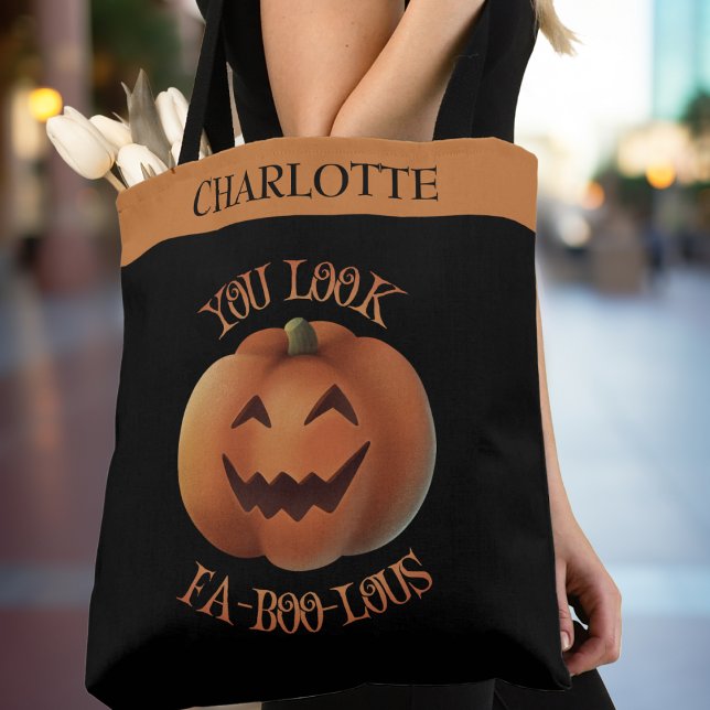 Du siehst Personalisiertes Halloween von Fa-Boo au (You Look Fa-Boo-Lous Personalized Halloween Tote Bag - Just add your name!)