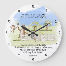 Du sollst mit Joy Isaiah 55:12 ausgehen Große Wanduhr