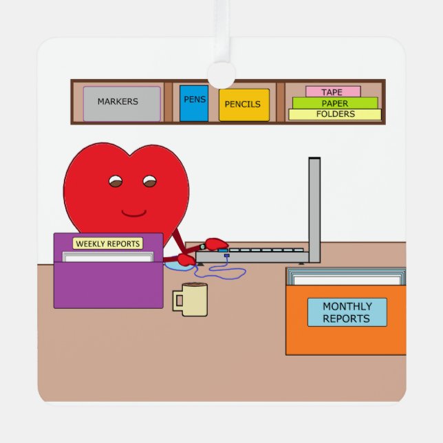 Du steckst dein Herz in deine Arbeit Ornament Aus Metall (Vorderseite)