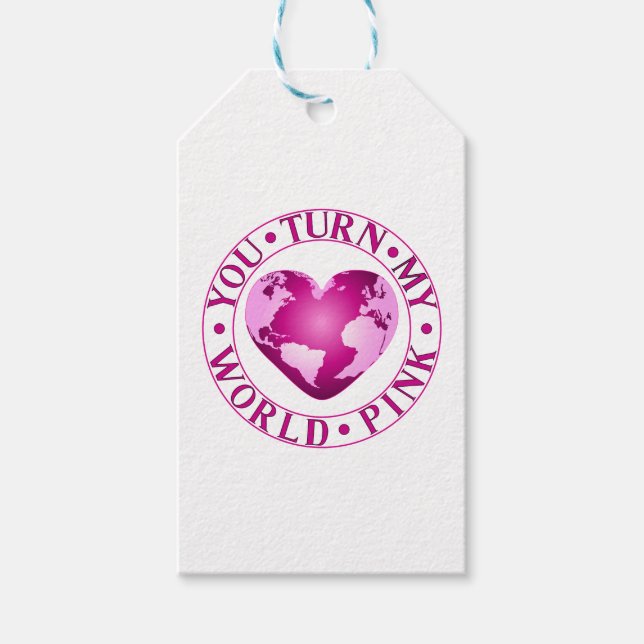 DU STELLST MEIN WELTPINK-PINK-Romantisches Earth H Geschenkanhänger (Vorderseite)