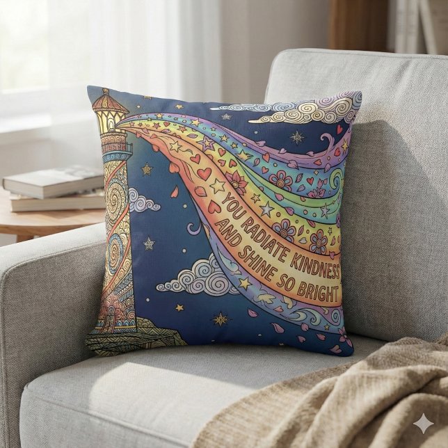 Du strahlst Freundlichkeit Foto-Wurfkissen Kissen (Empower someone special with this, "You radiate kindness and shine so bright" photo pillow!)