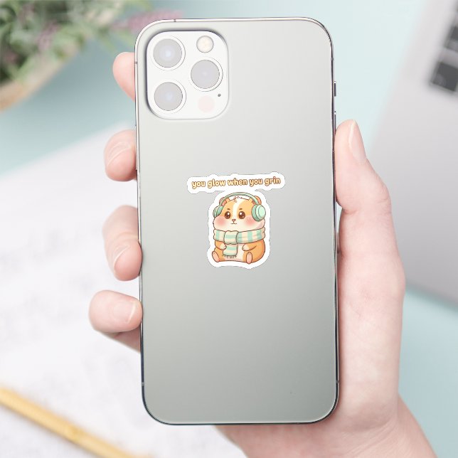 Du Strahlst Wenn Du Grinst – Süßer Hamster-Aufkleb Aufkleber (Telefon)