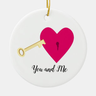 Du und ich Herz und Schlüssel Keramik Ornament
