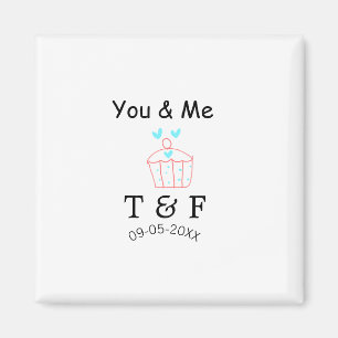 Du und ich lieben Cup Cake Rot Valentinstag Name Magnet