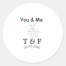 Du und ich lieben Cup Cake roter Valentinstag Name Runder Aufkleber