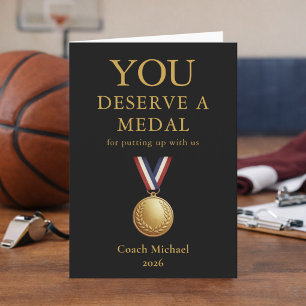Du Verdienst Eine Medaille Lustiger Coach Elegante Dankeskarte