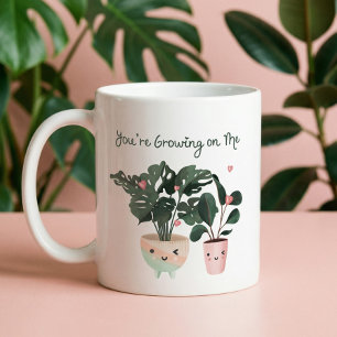 Du wachst an Niedlichen Pflanze mit Aquarell Kaffeetasse