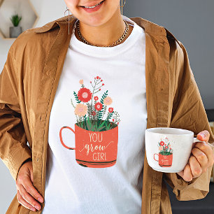 Du wächst Mädchen Wildblumen Vintage Damen T-Shirt