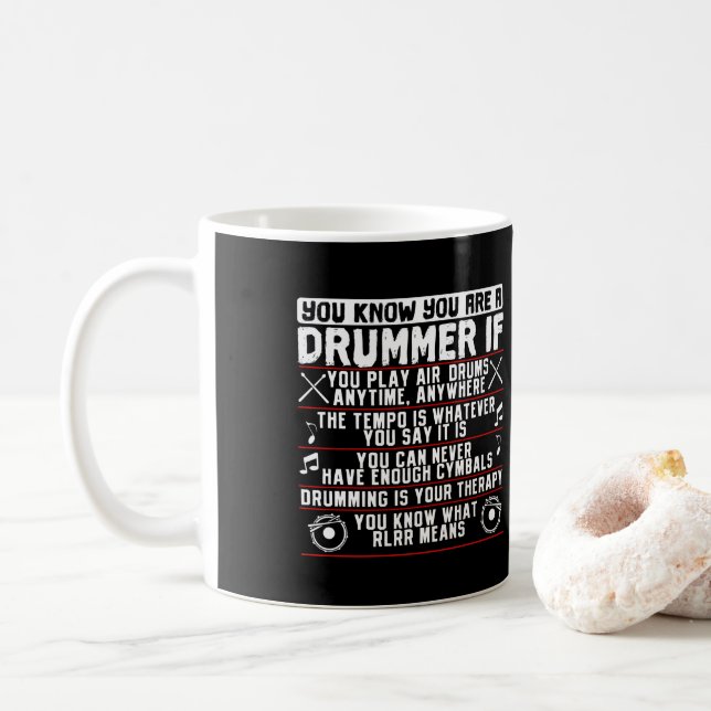 Du weißt, dass du ein Drummer bist, wenn Drummer M Kaffeetasse (Mit Donut)