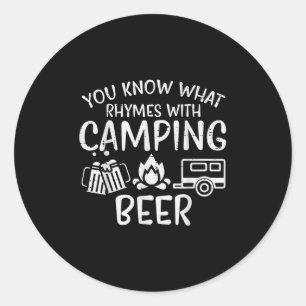 Du Weißt, Was Mit Camping Reimt Lustiger Camper-Va Runder Aufkleber