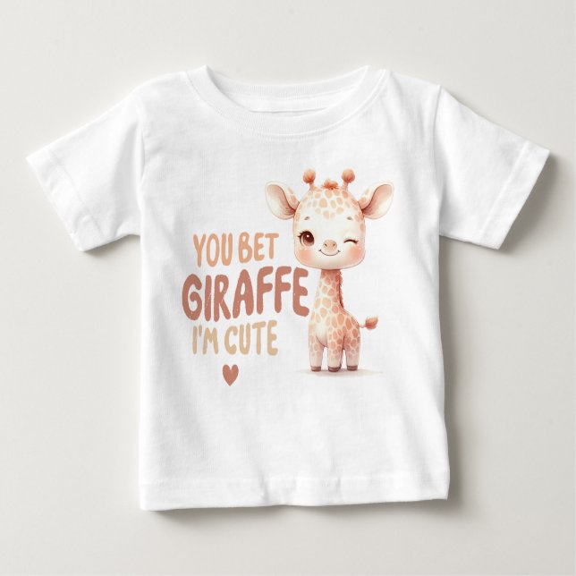 Du wettest Giraffe, ich bin niedlich! Design Baby T-shirt (Vorderseite)