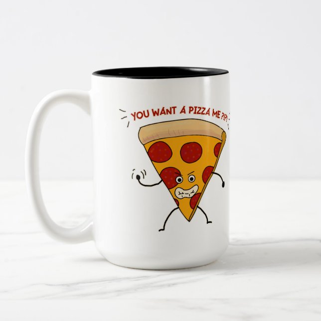 Du Will eine Pizza Me?!?! Zweifarbige Tasse (Links)