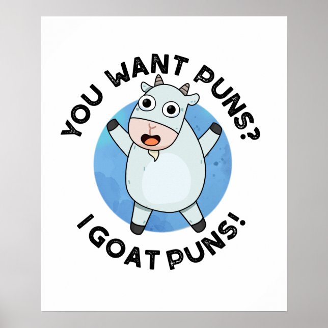 Du Will Puns I Goat Puns Funny Animal Puff Poster (Vorne)