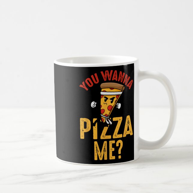 Du willst eine Pizza von mir Lustiger Ninja Karate Kaffeetasse (Rechts)