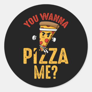 Du willst eine Pizza von mir Lustiger Ninja Karate Runder Aufkleber