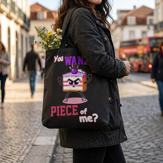 Du willst mich abhauen. Angry cake komischer Carto (You Wanna Piece of Me Funny Angry Cake Cartoon. Tote Bag)