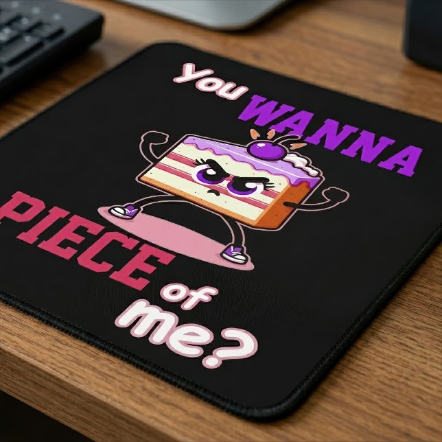 Du willst mich abhauen. Angry cake komischer Carto Mousepad (You Wanna Piece of Me Funny Angry Cake Cartoon. Mouse Pad)