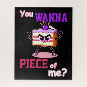 Du willst mich abhauen. Angry cake komischer Carto Puzzle
