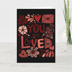 Du wirst geliebt Boho Valentinstag Floral Valentin Karte