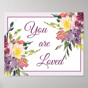 Du wirst geliebt floral poster