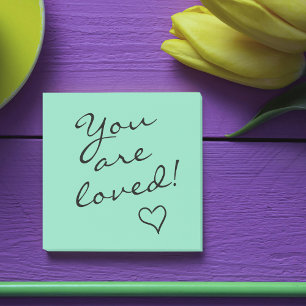 Du wirst geliebt Grün mit Herz Positiv Post-it Klebezettel