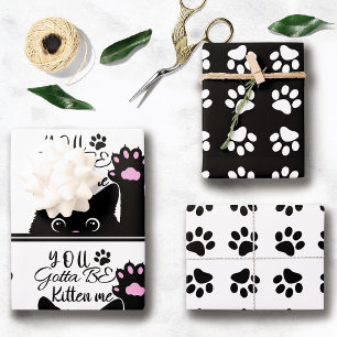 Du wirst Kitte Me Funny Cat Muster Geburtstag Geschenkpapier Set