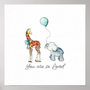 Du wirst so geliebt Elefant und Giraffe Poster