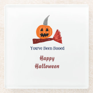 Du wurdest ausgebuht Frohes Halloween Kürbisesen B Glasuntersetzer