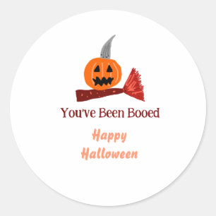 Du wurdest ausgebuht Frohes Halloween Kürbiskehrbe Runder Aufkleber