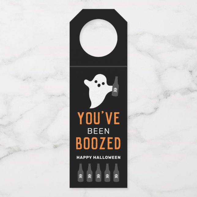 Du wurdest Orange und Schwarzes Halloween gebohrt Flaschenanhänger (Vorderseite)