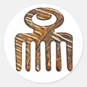 Duafe. Afrikaner Adinkra Symbol der Schönheit Runder Aufkleber