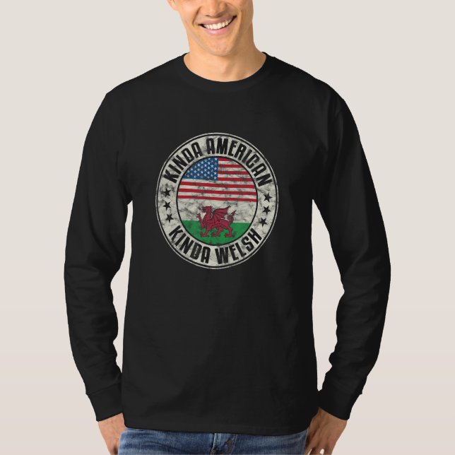 Dual Citizenship American Welsh Wales Usa Flag Cym T-Shirt (Vorderseite)
