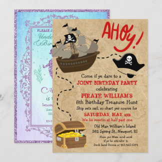 DUAL INVITE - Pirate und Mermaid Birthday Invite Einladung