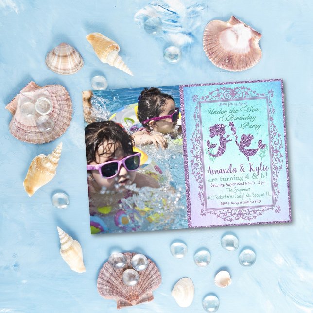 DUAL Mermaid Party Under Sea Birthday Card Einladung (Von Creator hochgeladen)