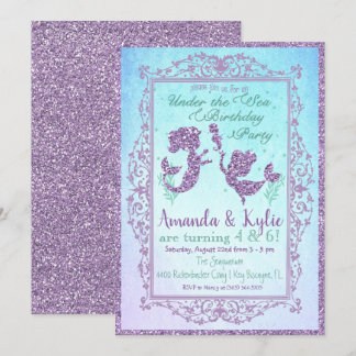 DUAL Mermaid Party Under Sea Birthday Card Einladung