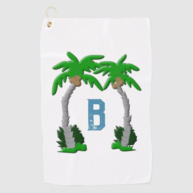 Dual Palm Tree Monogram  Golfhandtuch (Vorderseite)