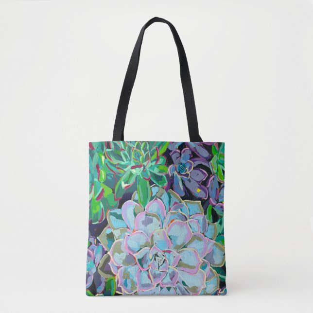 Dual-sided tote bag featuring a succulent bouquet (Vorderseite)