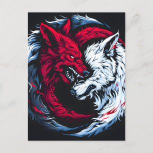 Dual Wild Lunar Wolf Feiertagspostkarte