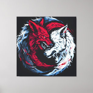 Dual Wild Lunar Wolf Leinwanddruck