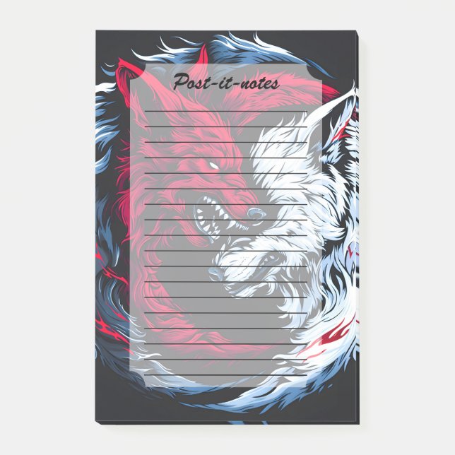 Dual Wild Lunar Wolf Post-it Klebezettel (Vorderseite)